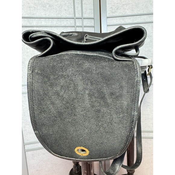 Coach VINTAGE 9791 Black Soft Leather Backpack Daypack Rucksack Drawstring FLAW* - Picture 12 of 14